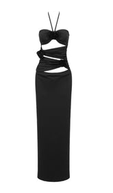 BANDAGE CUT OUT MAXI DRESS IN BLACK