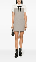 MIXED MEDIA LACE HOUNDSTOOTH DRESS