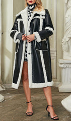 PATCHWORK FAUX FUR LEATHER COAT