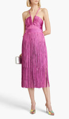 PLUNGING STRAPPY FRINGE DRESS