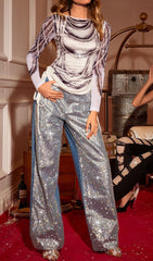 LONG SLEEVE PRINTED ILLUSION TOP