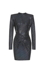 LONG SLEEVES LEATHER BODYCON MINI DRESS