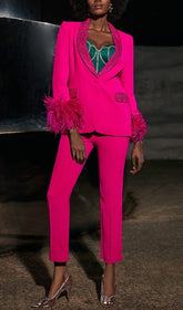 RHINESTONE FEATHER BLAZER IN PINK