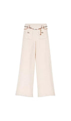 HIGH WAIST WIDE LEG TWEED TROUSERS