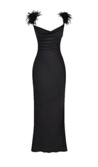 BLACK SATIN MAXI DRESS