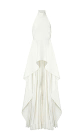 BANDAGE HALTER IRREGULAR MAXI DRESS IN WHITE
