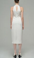 SATIN PEARL DECORATIVE DRESS IN WHITE