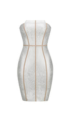 SILVER BANDEAU RHINESTONE TRIMMING DRESS