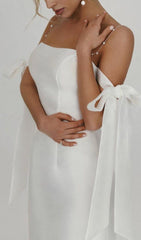 PEARL SUSPENDER MAXI DRESS IN WHITE