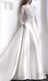 LACE STITCHED WEDDING DRESS IN WHITE