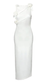 GLAM WITH EDGY SKINTIGHT LATEX GOWN IN WHITE