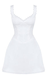 PIN TUCK MINI DRESS IN WHITE
