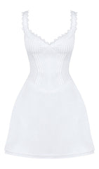 PIN TUCK MINI DRESS IN WHITE