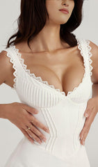 PIN TUCK MINI DRESS IN WHITE