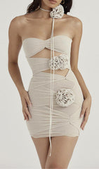 FOG FLORAL EMBELLISHED MINI DRESS