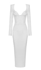 LONG SLEEVE TUBE TOP DRESS IN WHITE
