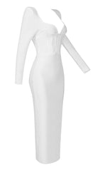 LONG SLEEVE TUBE TOP DRESS IN WHITE
