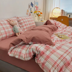 Gingham Plaid Duvet Cover Set