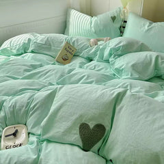 Mint Green Heart Bedding Set