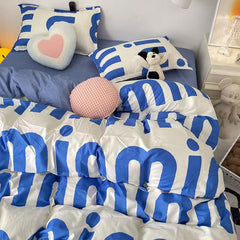 Bold Blue Letter Bedding Set