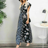 New Boho Floral Long Maxi Loose Dress Evening Party Beach Summer Fashion Elegant Sexy Sundress Sleeveless Slimmer Clothes