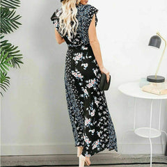 New Boho Floral Long Maxi Loose Dress Evening Party Beach Summer Fashion Elegant Sexy Sundress Sleeveless Slimmer Clothes