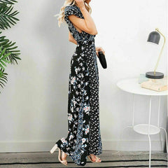 New Boho Floral Long Maxi Loose Dress Evening Party Beach Summer Fashion Elegant Sexy Sundress Sleeveless Slimmer Clothes