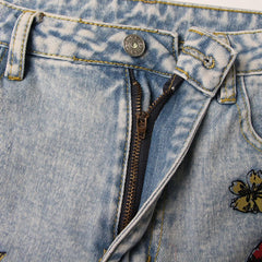 Radiant Blossom Distressed Denim Jeans