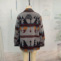 PLUS SIZE Ayiana Gray Aztec Jacket
