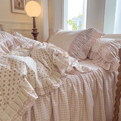 Pink Gingham & Ditsy Floral Bedding Set