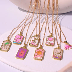 Pink Tarot Card Necklace