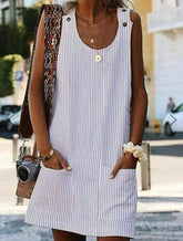 Plus Size Boho Stripe Short Mini Dress