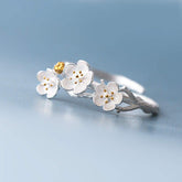 Arrival Elegant 925 Sterling Silver Plum Flower Rings