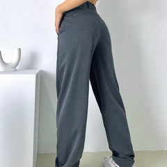 Womens High Waist Straight Pants