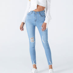 Brand New High Quality Wholesale Woman Denim Pencil Pants Top Brand Stretch Jeans High Waist Pants High Waist Jeans