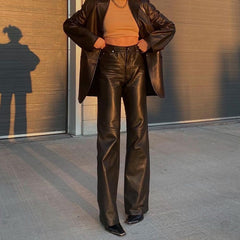 Elegant Fashion Faux Leather Pants