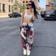 Fashion Streetwear Tie Dye Print Straight Pants