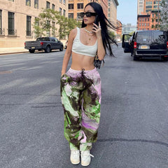 Fashion Streetwear Tie Dye Print Straight Pants