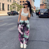 Fashion Streetwear Tie Dye Print Straight Pants
