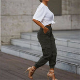 Summer High Waist Casual Cargo Stacked Pants