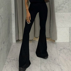 Fashion Slimming Pants Elastic High Waist Bell Bottoms Clothing Female Casual Flared Long Trousers