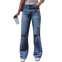 Fashion Jeans High Waist Straight Denim Mom Pants