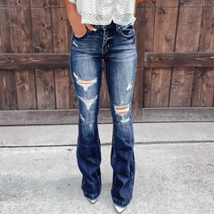 Flare Jeans Pants Vintage Denim Ladies Jeans High Waist Fashion Stretch Pocket Trousers Wide Leg Jeans Plus Size