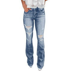 Flare Jeans Pants Vintage Denim Ladies Jeans High Waist Fashion Stretch Pocket Trousers Wide Leg Jeans Plus Size