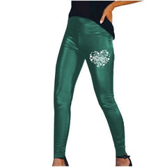 Hot Sexy Black Green Wine Navy Beige Leather Leggings Slim Shiny Pants S-3XL female Valentine's Day