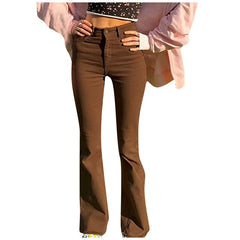 Flare Pants Vintage Streetwear Y2K Khaki Mid Waist Denim Cute Jean Trousers Sweatpants Harajuku Denim Pants