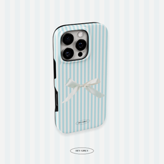 Blue Striped Bow iPhone Case