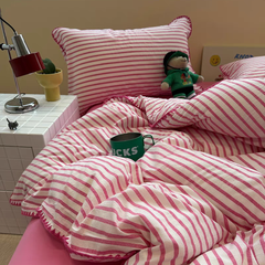 Sweet Stripes Bedding Set - Hot Pink