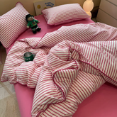 Sweet Stripes Duvet Cover - Hot Pink