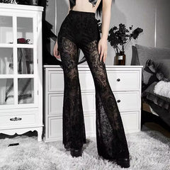 Gothic Black Flared Pants